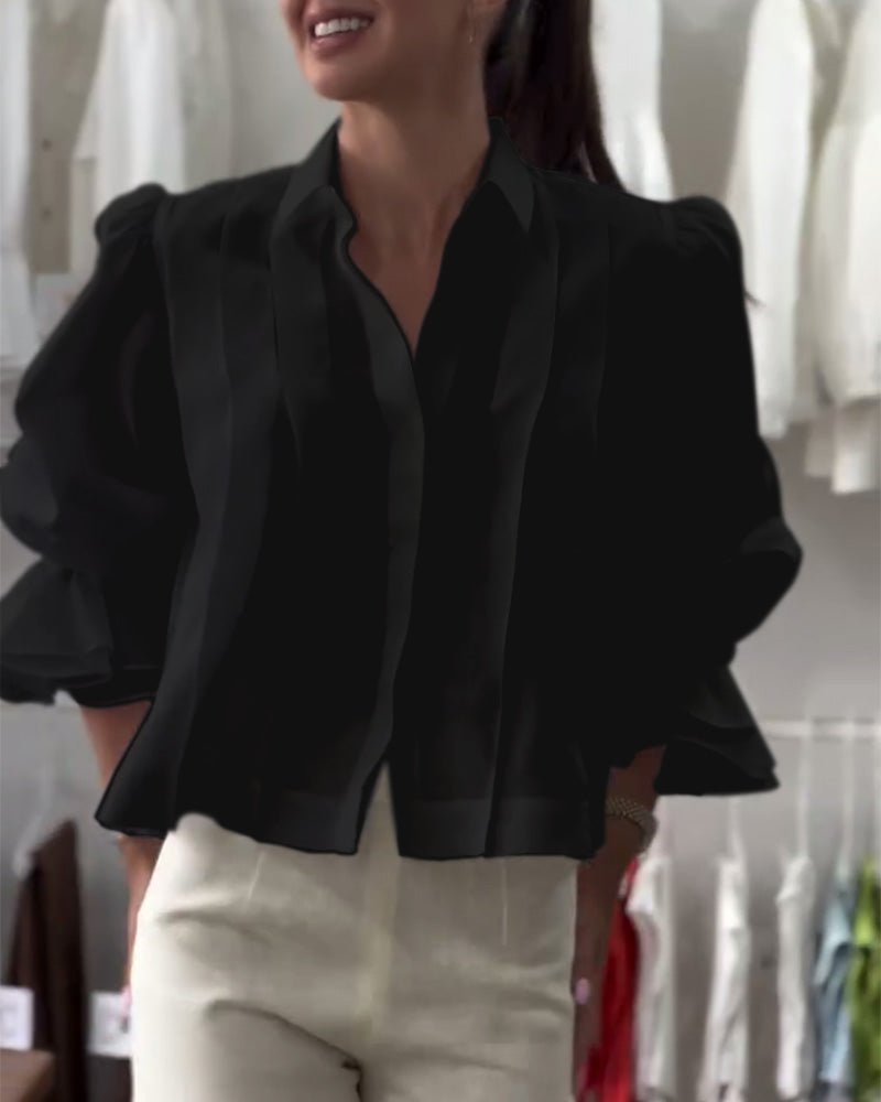 Puff Sleeve Ruffle Shirt