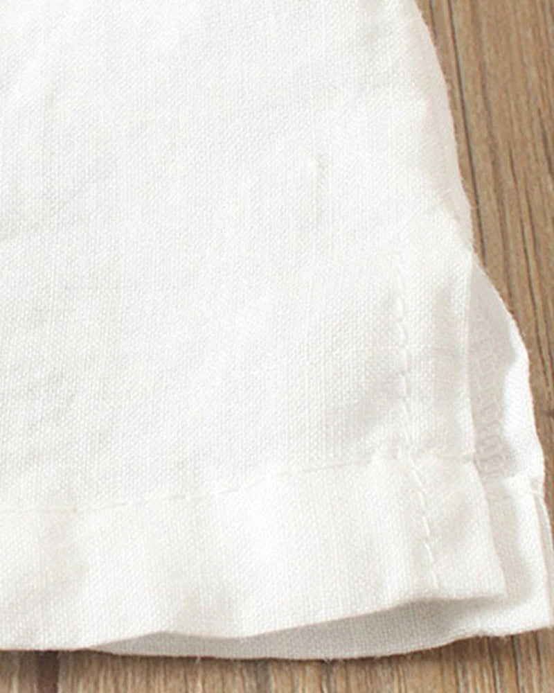 Solid Color Button Short Sleeve Top